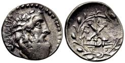 Ancient Coins - ACHAIAN LEAGUE AR Tetrobol. Elis. EF-. Circa 50-30 BC. Kallipos, magistrate.