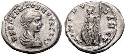 Ancient Coins - GETA AR Denarius. EF+/EF. Laodicea ad Mare mint. Minerva.