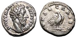 Ancient Coins - MARCUS AURELIUS AR Denarius. EF-/VF+. The consecration.