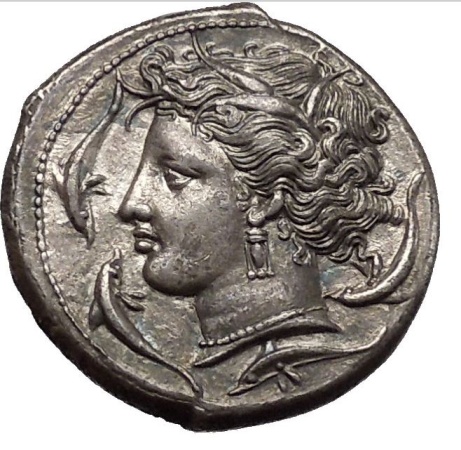 SICILY, Siculo-Punic,320 BC. Silver Tetradrachm Tanit-Persephone/Horse ...