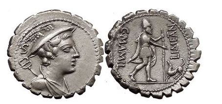 Ancient Coins - C. MAMILIUS LIMETANUS, Rome, 82 BC. Silver Denarius. Mercury. Ulysses.