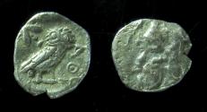 Ancient Coins - Philistia (5-4 centuries BC). Silver ma'ah-obol (10 mm, 0.6 gm, ). Rare!