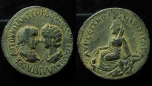 Ancient Coins - Gordian III and Tranquillina, Æ33mm of Carrhae, Mesopotamia. AD 238-244.