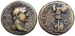Ancient Coins - Trajan SPQR OPTIMO PRINCIPI; Trophy reverse from Rome