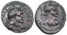 Ancient Coins - Lycaonia, Iconium. Titus (A.D. 69-79). Reverse with heroic bust of Perseus