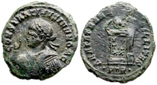 Ancient Coins - Constantine II BEATA TRANQVILLITAS from Trier with imperatorial gestus…Not in RIC