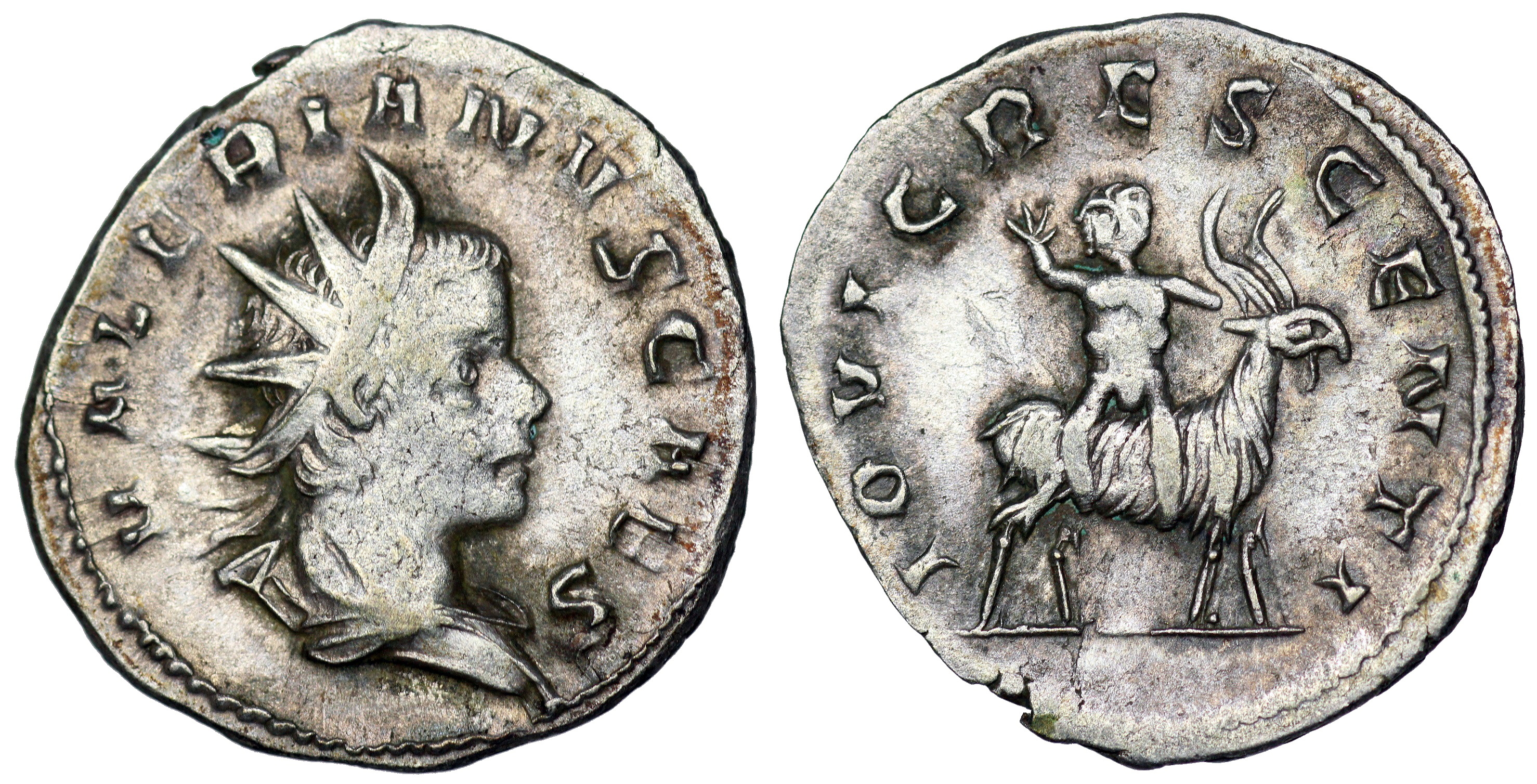 Valerian II IOVI CRESCENTI…Jupiter on a goat | Roman Imperial Coins