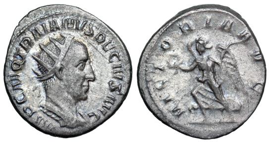 Ancient Coins - Trajan Decius VICTORIA AVG from Rome with old dealer tag