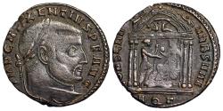 Ancient Coins - Maxentius CONSERV VRB SVAE from Aquileia...wolf and twins in pediment