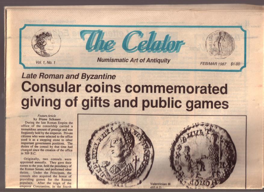 Ancient Coins - The Celator Vol. I, No. I