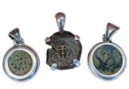 Ancient Coins - family pack of three (3) silver pendants with original "Widow's Mite" (103-76 B.C.E.) – perfect gift from the Holy land!
