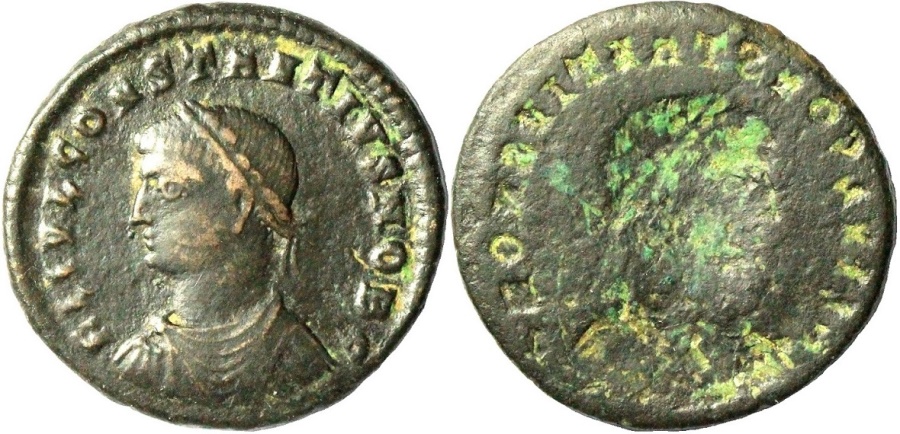 A Roman bronze coin of Constantine II - brockage | Greek Coins