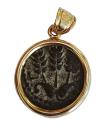 Ancient Coins - Gold pendant (14 ct) with original prutah of Agrippa I, mint of Jerusalem (41/2 C.E.) – perfect gift from the Holy land!