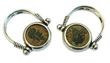Ancient Coins - Pair of two swivel rings with Late Roman bronze coins – The Constantinian dynasty, 305-363 C.E.
