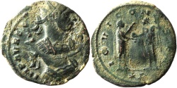 Ancient Coins - A Billon Antoninianus of Aurelian (270-284/5 C.E.) – double struck