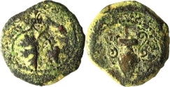Ancient Coins - A bronze prutah of Valerius Gratus, procurator of Judea under Tiberius