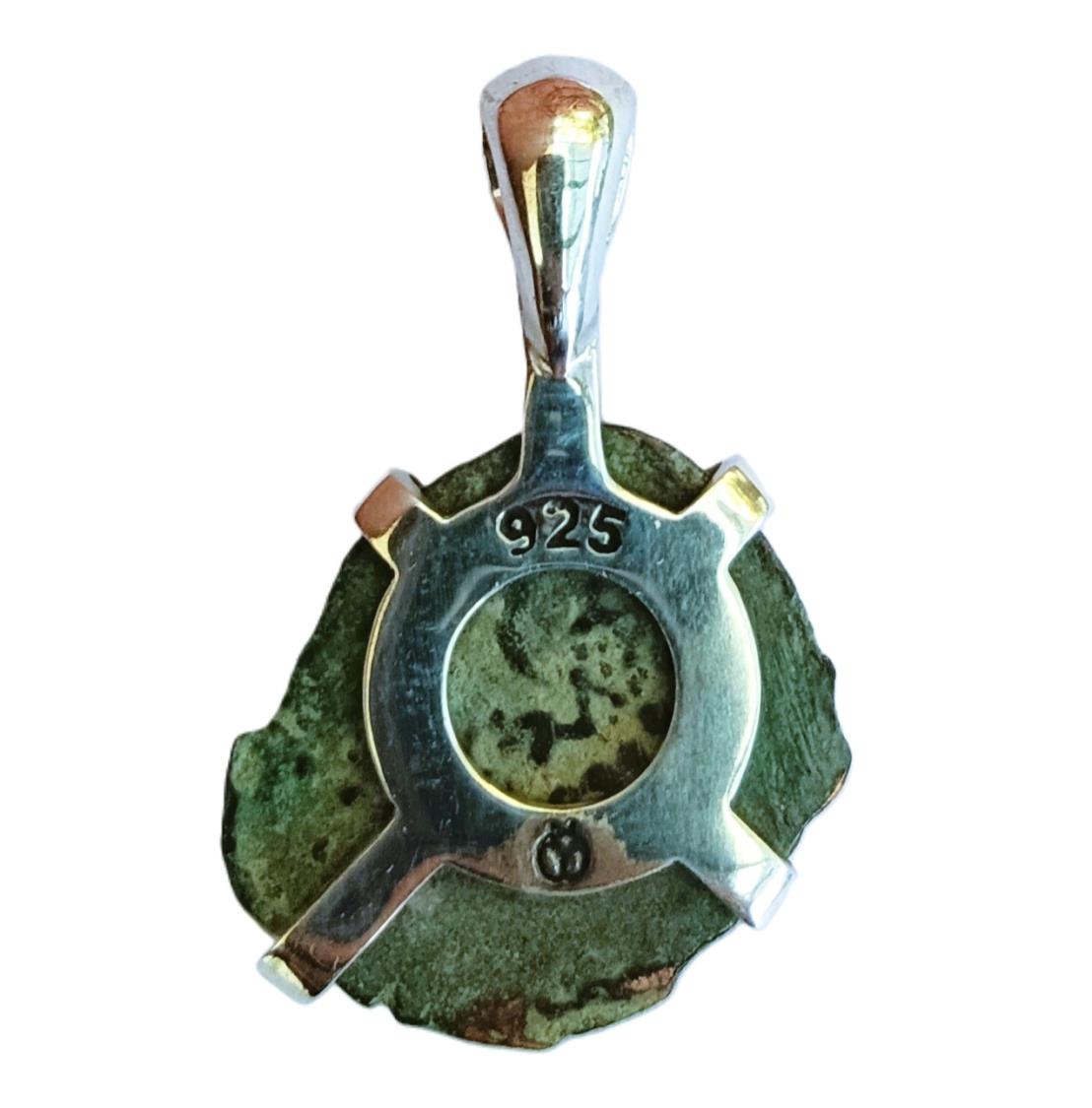 Silver pendant with original Widow's Mite coin (103-76 B.C.E.