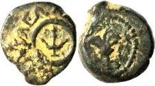 Ancient Coins - A bronze prutah of Alexander Jannaeus