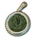 Ancient Coins - Silver pendant with original bronze prutah of Antiochus VII (Sidetes), mint of Jerusalem, 131-130 B.C.E. – "Lily of Jerusalem" – perfect gift from the Holy land!