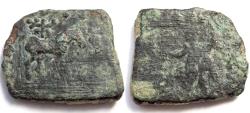 Ancient Coins - INDIA, INDO-SCYTHIANS: Azilises copper coin with horse and Herakles. RRR.