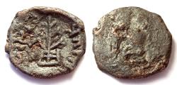 Ancient Coins - INDIA, TRIBAL: Agacha janapada copper coin. Lion seated LEFT! UNLISTED and RRR.