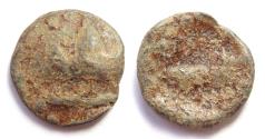 Ancient Coins - INDIA, TRAIKUTAKA: Lead coin with triple peaked hill. Very Rare.