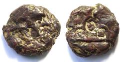 Ancient Coins - INDIA, MALWA: Vijayamitra heavy copper coin. Indo-Greek bust! Extremely Rare.