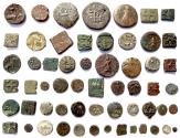Ancient Coins - INDIA, ANCIENT: Coins from 200 BC-1100 AD. Collection of 58 silver & copper coins.
