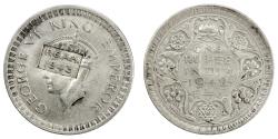 World Coins - INDIA, AZAD HIND: Countermarked silver rupee 1943. Very Rare.