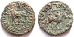 Ancient Coins - INDIA, INDO-SCYTHIANS: Azes heavy copper coin. Elephant and bull. CHOICE.