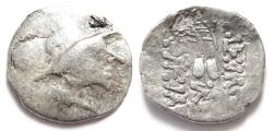 Ancient Coins - INDIA, BACTRIA: Eukratides silver obol. Scythian issue. Very Rare.