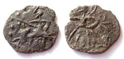 Ancient Coins - INDIA, JOUAN-JOUAN: Huvishka imitative copper. Elephant rider LEFT. Very Rare.