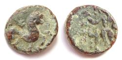 Ancient Coins - INDIA, INDO-SCYTHIAN: Rajuvula lead ½ unit. Rare.