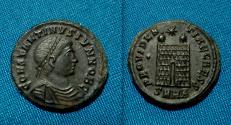 Ancient Coins - Constantine II as Caesar AE19 Follis  Cyzicus / campgate
