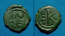 Ancient Coins - Justin II and Sophia, AE Half Follis,