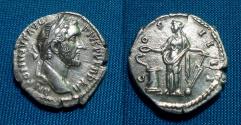 Ancient Coins - Antoninus Pius, AR Denarius / Salus, EF