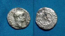 Ancient Coins - Nero Augustus AR Denarius Scarce  Lugdunum (Lyon) mint.