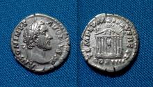 Ancient Coins - Antoninus Pius Denarius / Temple