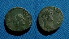 Ancient Coins - Roman Provincial Nero and Poppaea AE26mm