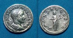 Ancient Coins - Gordian III AR Denarius / Salus