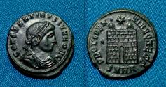Ancient Coins - Constantine II as Caesar Follis campgate