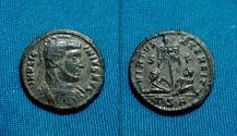 Ancient Coins - Licinius I Silvered  Follis standard and two captives RARE