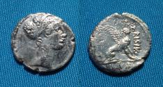 Ancient Coins - T. Carisius. AR Denarius, sphinx sitting