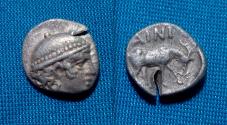 Ancient Coins - Ainos Thrace AR Diobol
