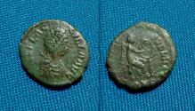 Ancient Coins - Aelia Flaccilla AE4 Victory seated right