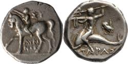Ancient Coins - Calabria, Tarentum, AR nomos, c. 272-240 BCE