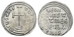 Ancient Coins - LEO III THE "ISAURIAN" with CONSTANTINE V (717-741) Miliaresion aXF SIlver
