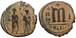 Ancient Coins - PHOCAS AND LEONTIA A.D. 602-610 AE follis Theoupolis