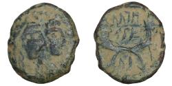 Ancient Coins - KINGS OF NABATEA. Aretas IV (9 BC-40 AD), with Shaqilath I. AE. Petra aXF