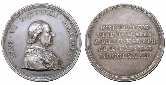 World Coins - Papal States Pius VI 1775-1799 Silver Medal 1782 visit of the Pope to Vienna R2. XF+